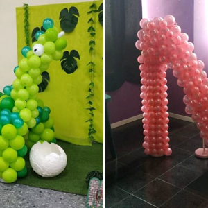 Formas hechas con globos para fiesta infantil.