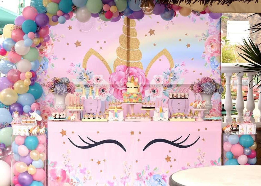 Mesa dulce de unicornio fiesta de cumpleaños en Málaga