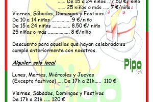 Cumpleaños organizados en local de celebraciones Pipo Park