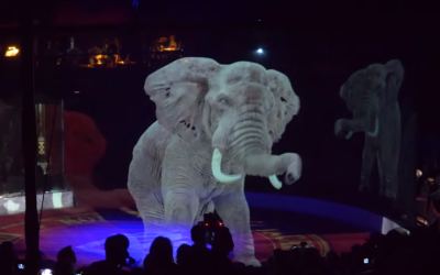Holograma de un elefante en un circo sin animales