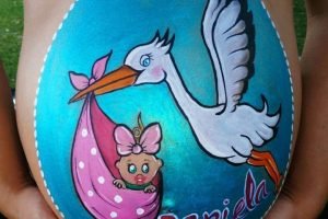 Belly Painting de cigüeña.