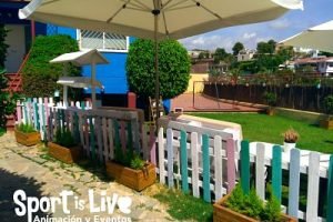 Jardín para fiestas en aire libre.