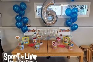 Mesa dulce para fiestas infantiles.